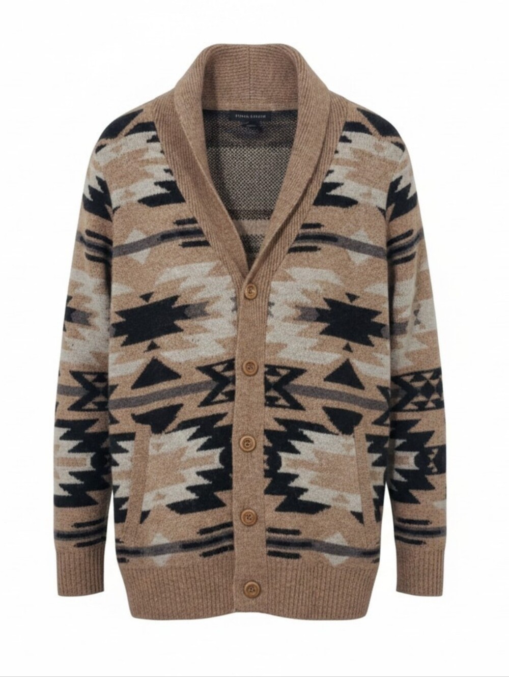 Ethan Pierce Men's Aztec Southwestern Shawl Collar Knit Cardigan Sweater